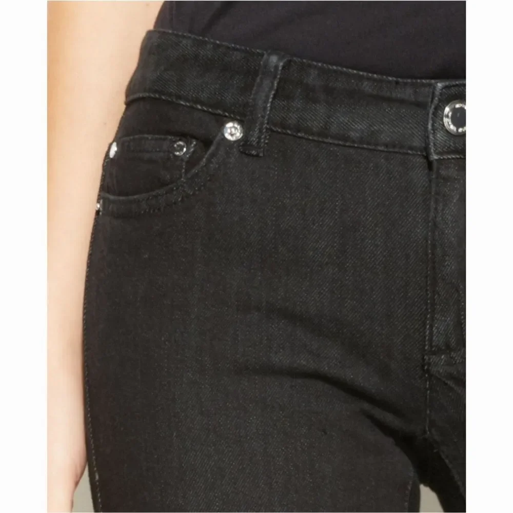 New! MICHAEL KORS Rhinestone Studded Pocket Black Skinny Jeans Slim 6 Low Rise